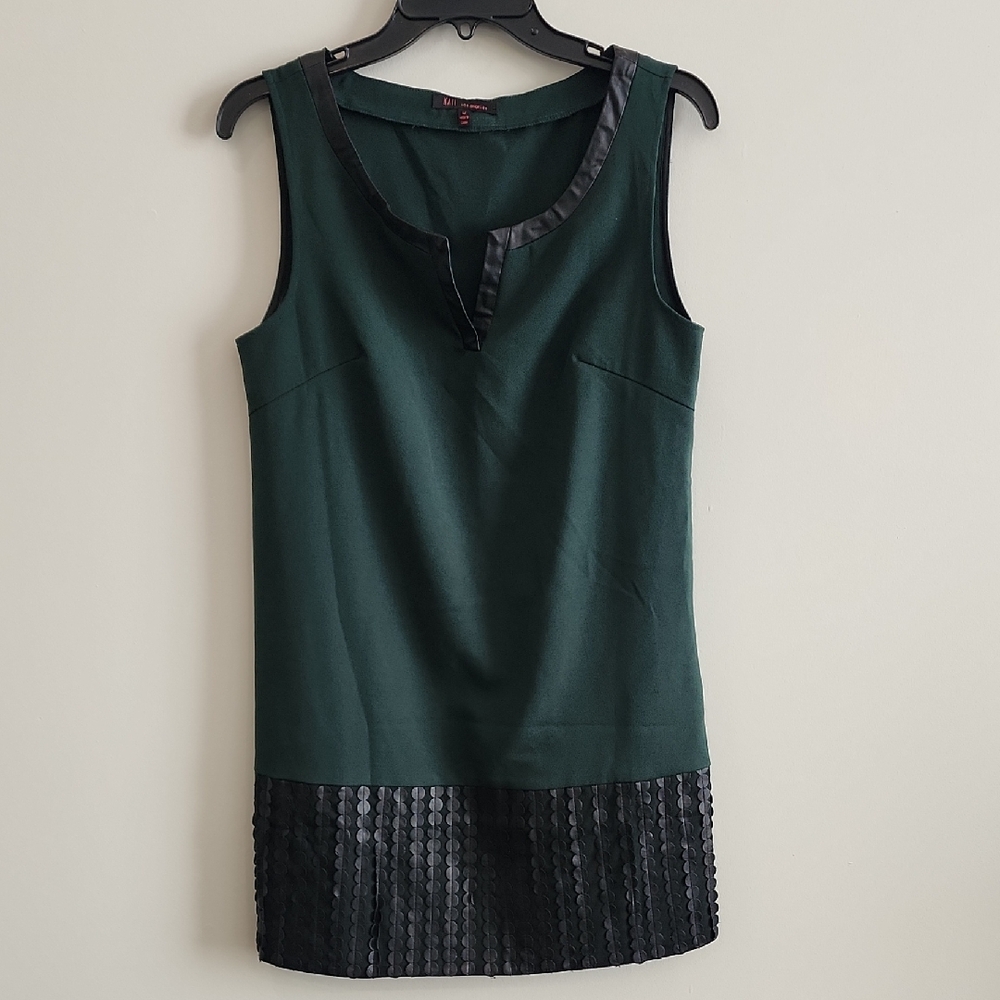 🔥2/$20 - Kaii Los Angeles, Dark Green Dress with Black Leather Accents, Size M
